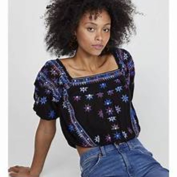 Free People Tops - Free People Aurura Embroidered top Size LG